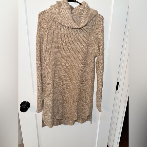 A New Day Tan Cowl Neck Sweater with Ribbed Knit - Picture 1 of 6